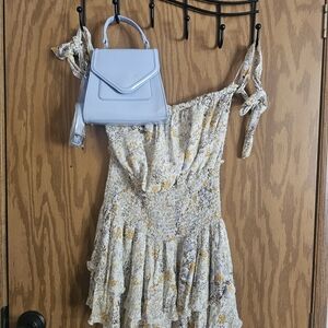 Forever 21 One Shoulder Dress with Light Blue Bag
